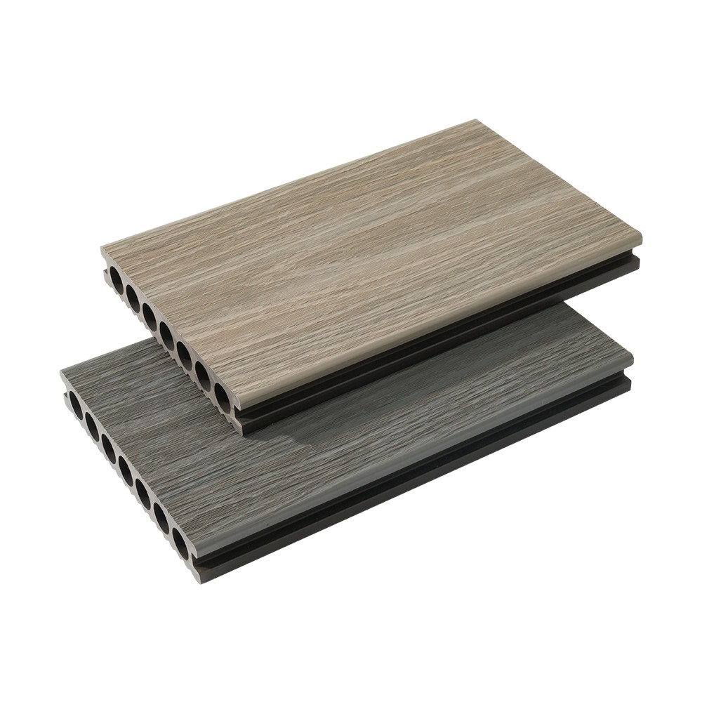 Decking WPC a coestrusione a sette fori (linee sottili su un solo lato)